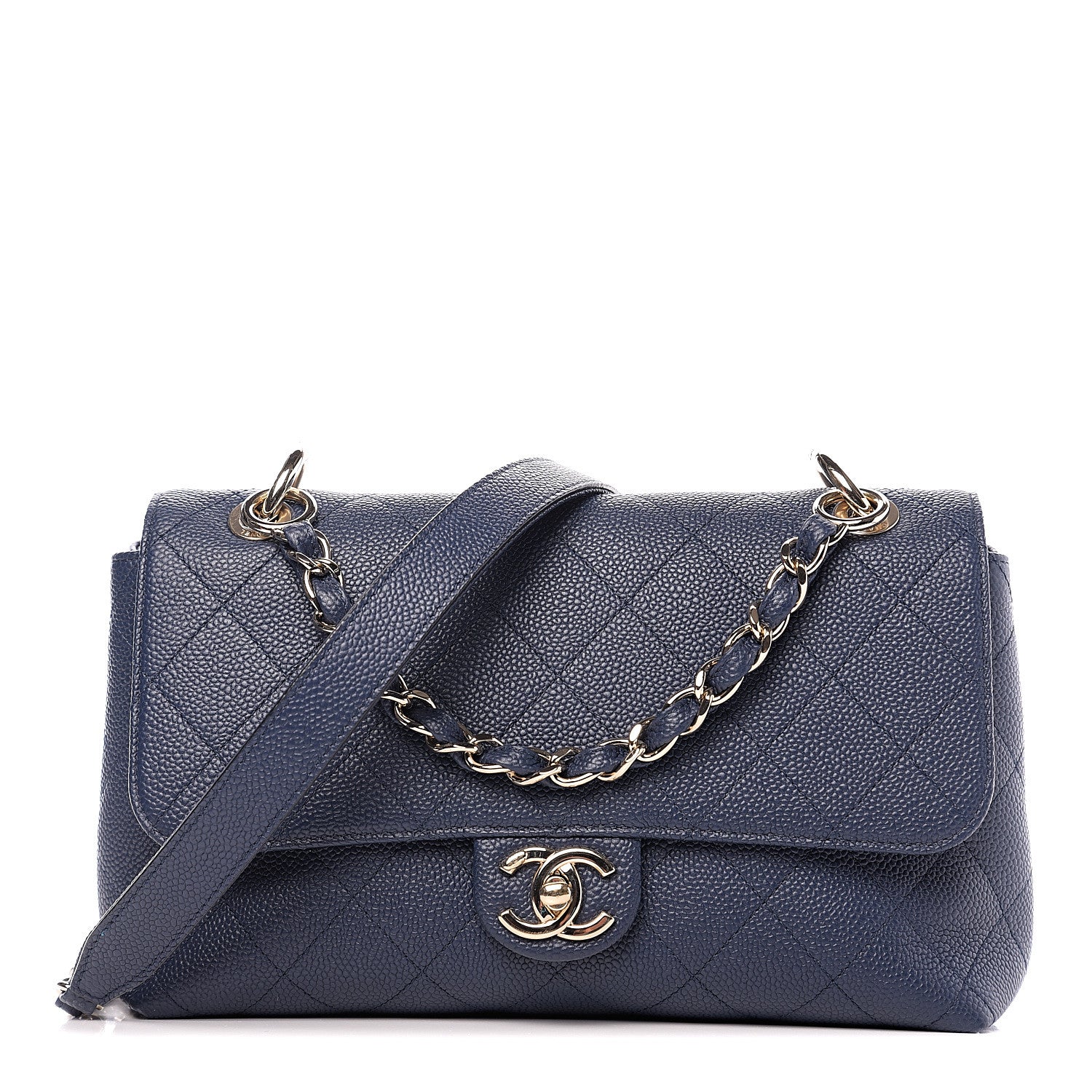 Chanel Caviar Quilted City Walk Flap Navy Blue 1 of 10