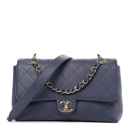 Chanel Caviar Quilted City Walk Flap Navy Blue 1 of 10