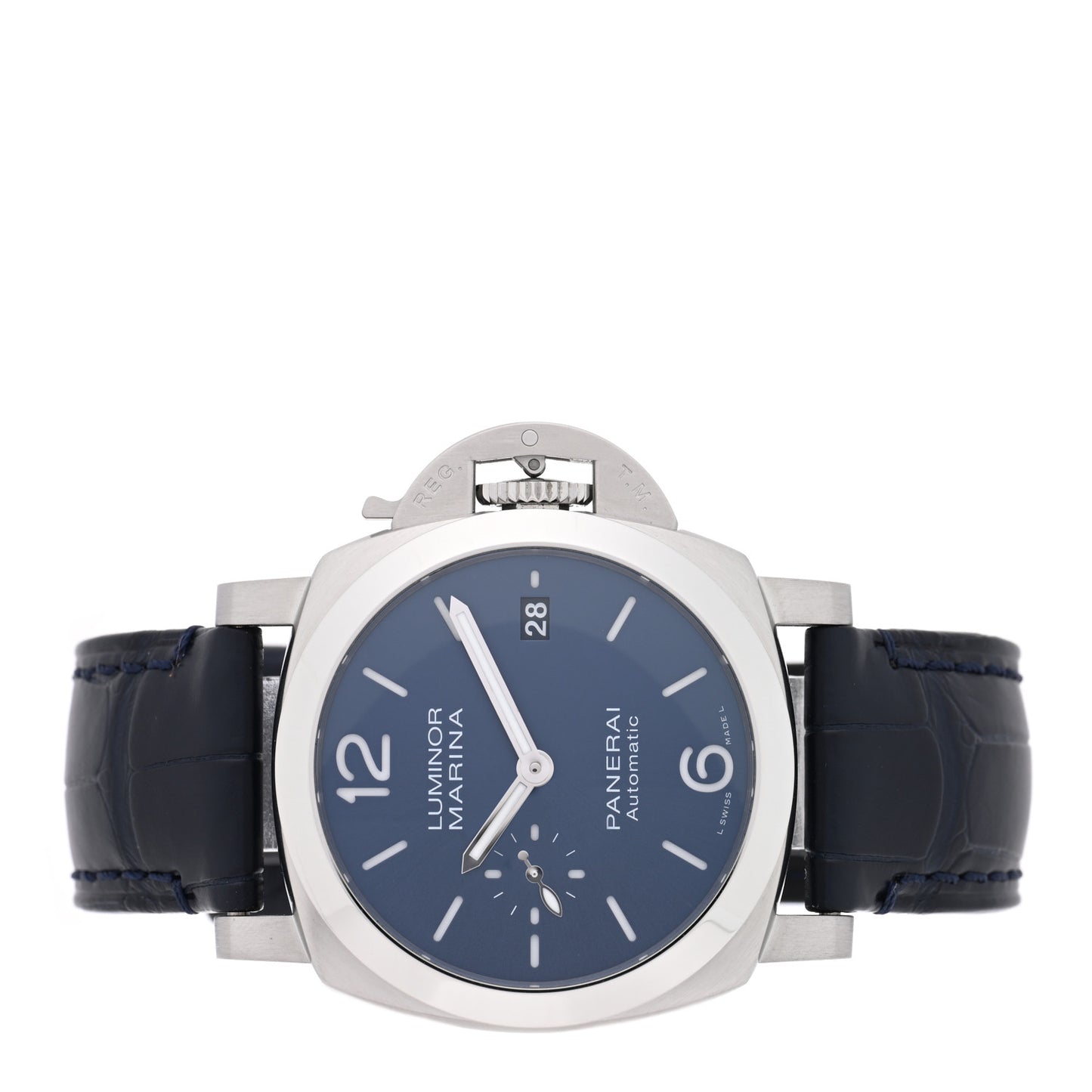 Stainless Steel Alligator 40mm Luminor Quaranta Automatic Watch Blue PAM01370 Blue