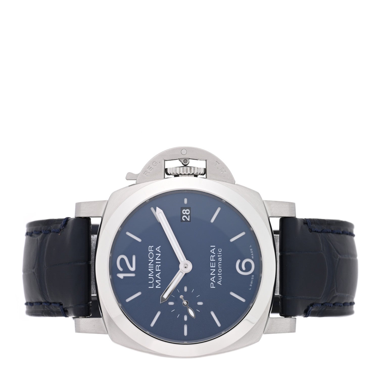 Panerai Stainless Steel Alligator 40mm Luminor Quaranta Automatic Watch Blue PAM01370 Blue 2 of 5