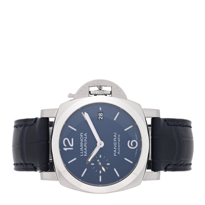 Panerai Stainless Steel Alligator 40mm Luminor Quaranta Automatic Watch Blue PAM01370 Blue 2 of 5