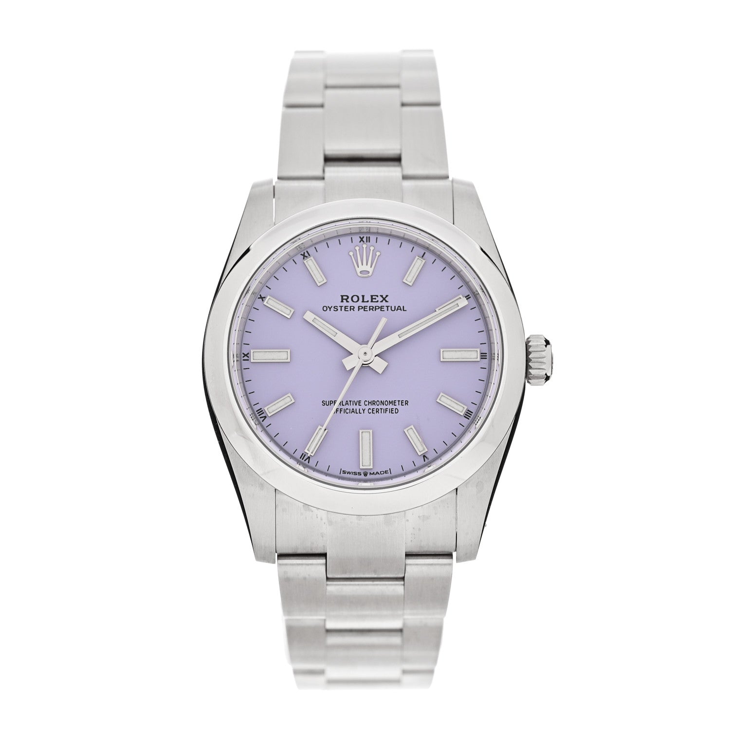 Rolex Stainless Steel 34mm Oyster Perpetual Watch Lavender 124200 1 of 5