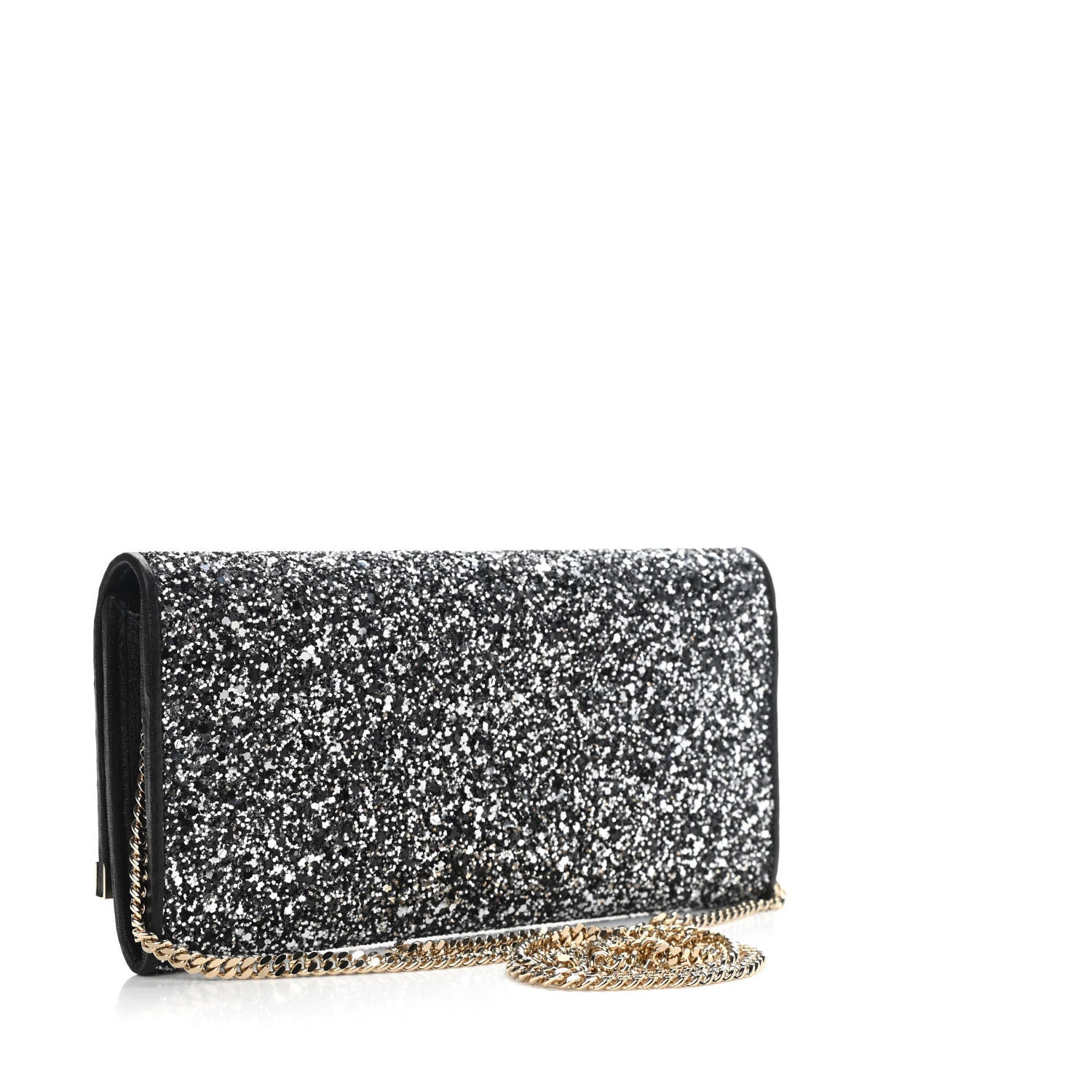 Jimmy Choo Glitter Milla Wallet on Chain Black 3 of 10