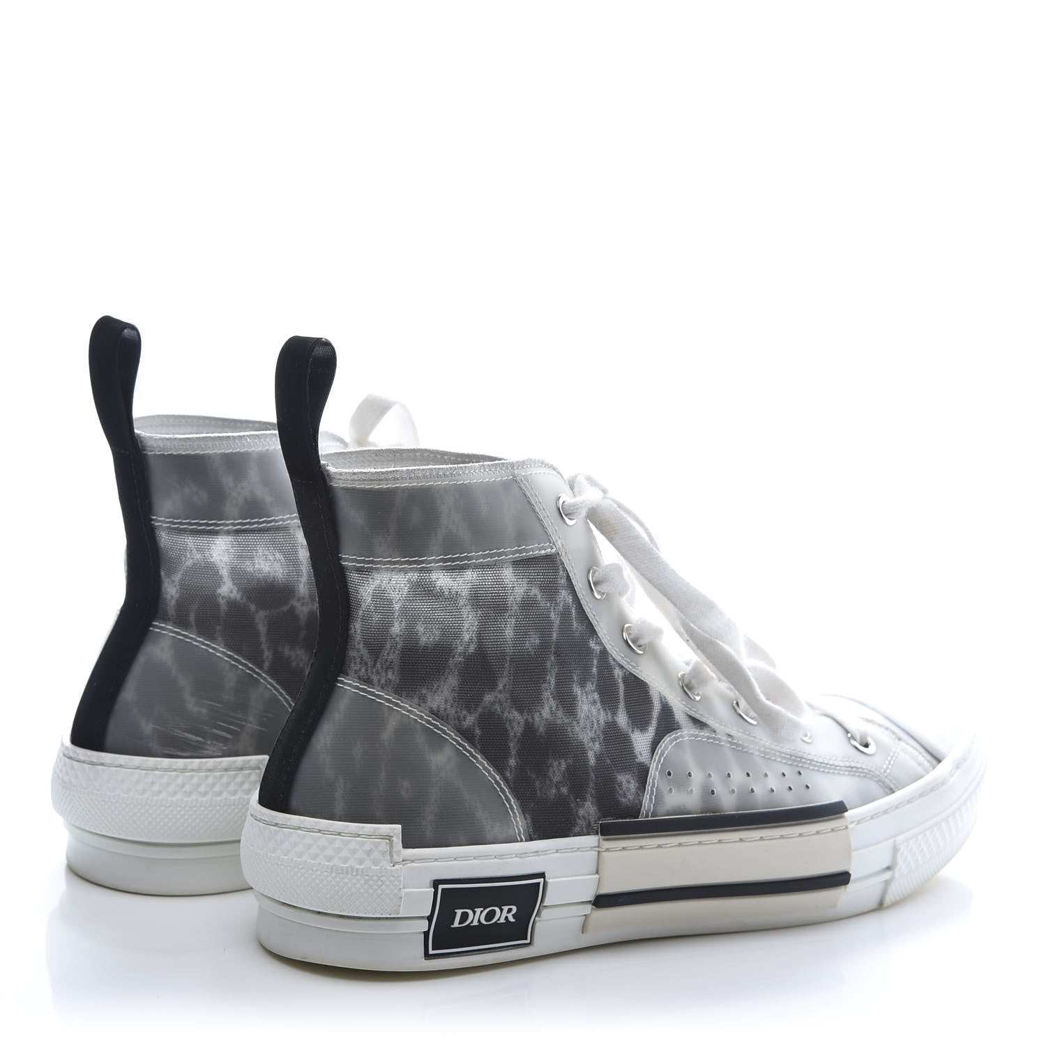 Christian Dior Canvas Leopard Print Mens B23 High Top Sneakers 40 White 4 of 9