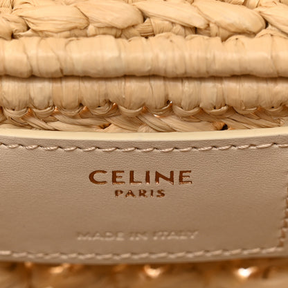 Celine Raffia Effect Claude Chain Shoulder Bag Natural 6 of 10
