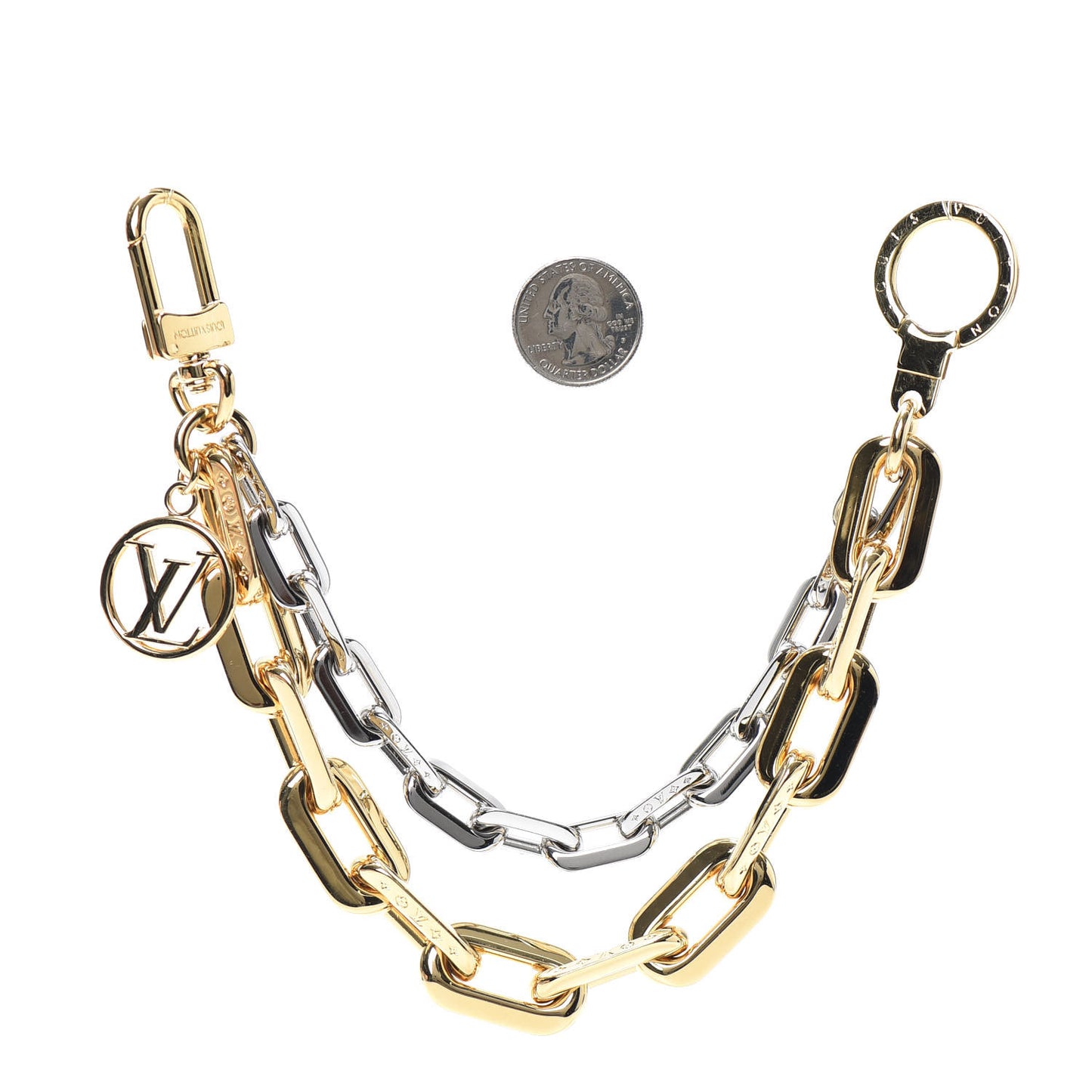 Metal LV Edge Chain Bag Charm Silver Gold