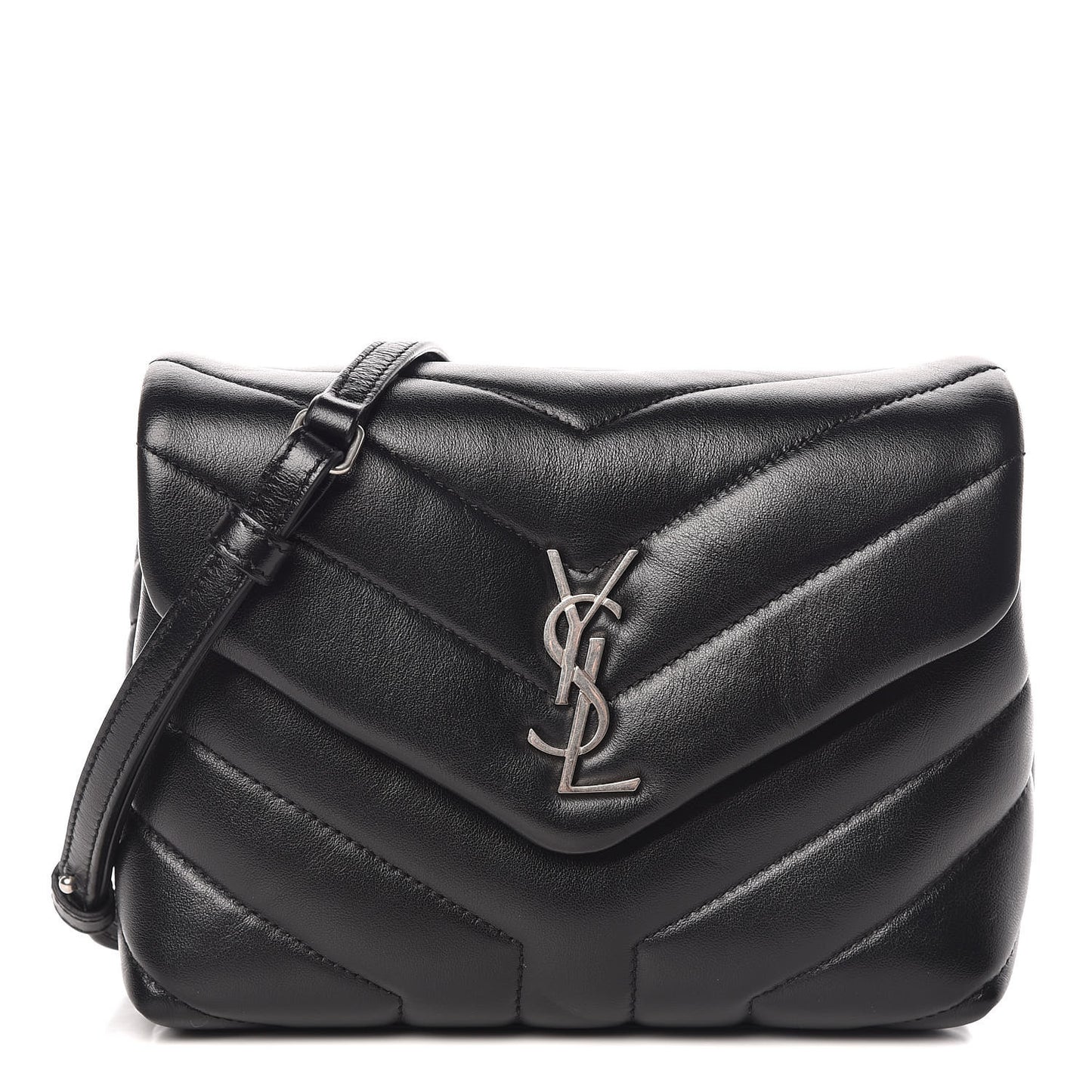 Calfskin Y Quilted Monogram Toy Loulou Crossbody Bag Black