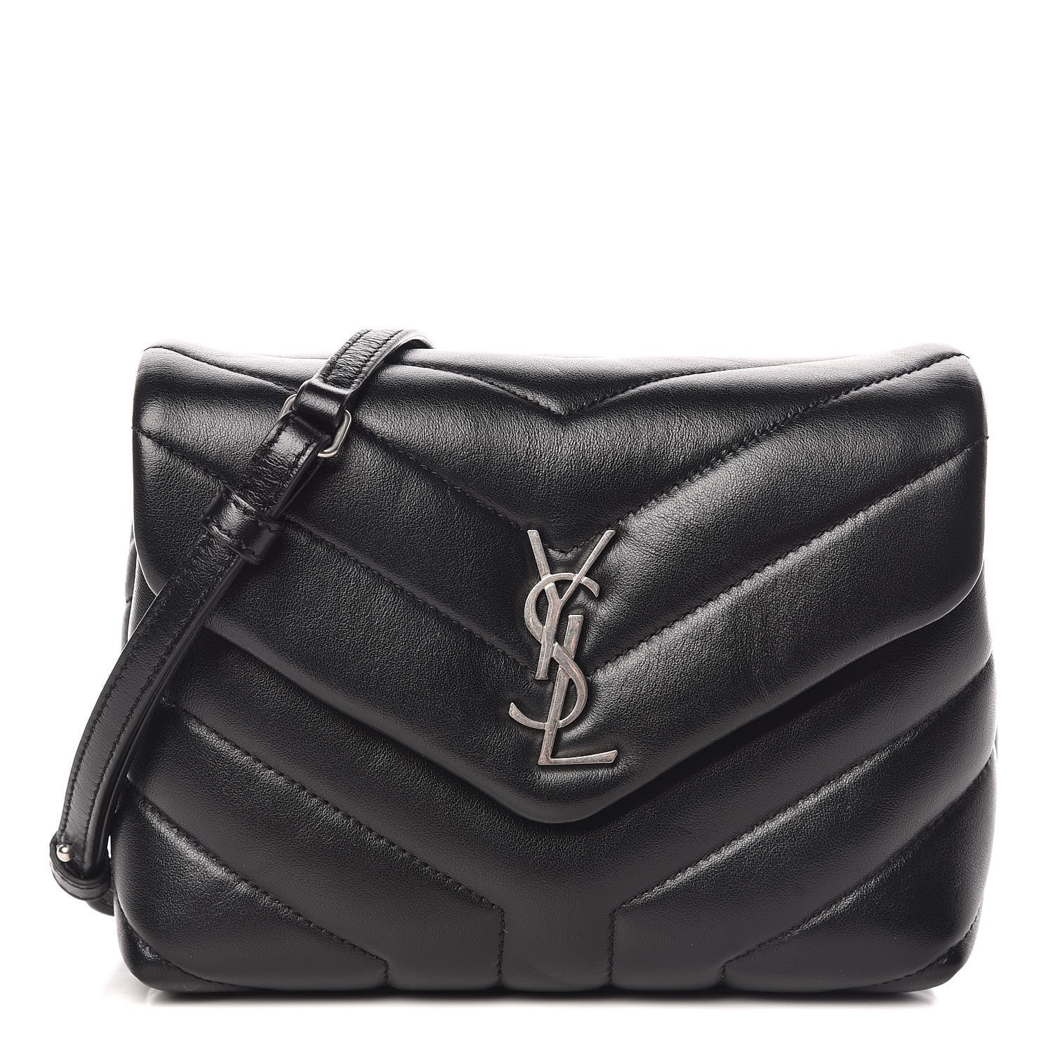 Saint Laurent Calfskin Y Quilted Monogram Toy Loulou Crossbody Bag Black 1 of 12