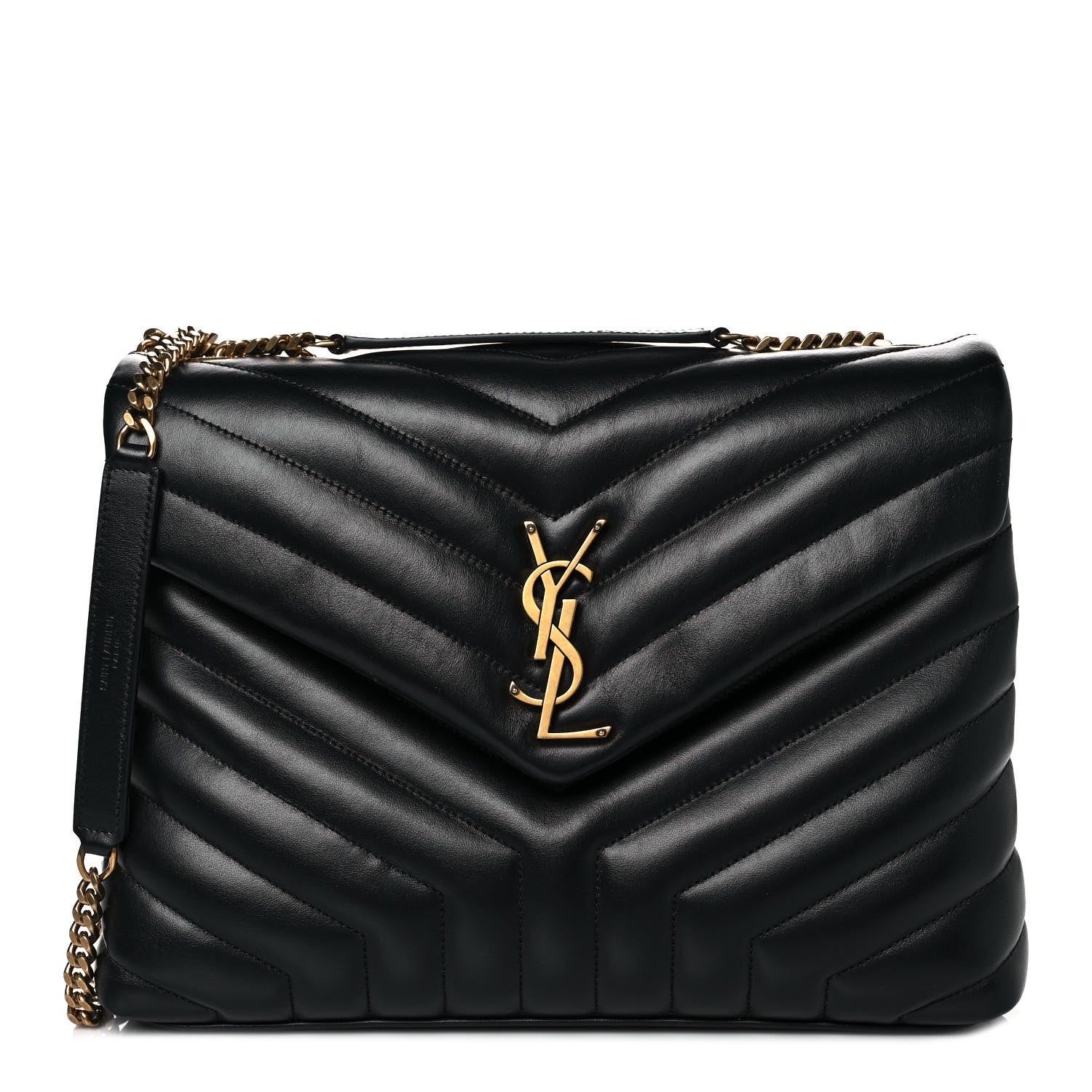Saint Laurent Calfskin Y Quilted Monogram Medium Loulou Chain Satchel Black 1 of 10