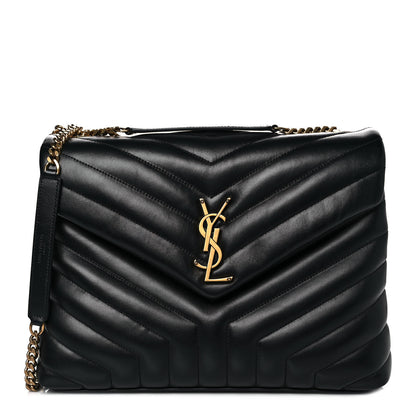 Saint Laurent Calfskin Y Quilted Monogram Medium Loulou Chain Satchel Black 1 of 10