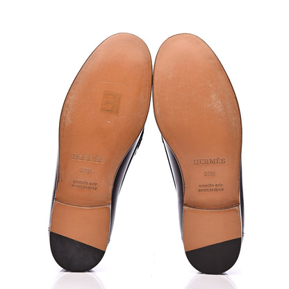 Hermes Calfskin Epsom Womens Kennedy Loafers 38.5 Tabac Bleu Atoll 5 of 15
