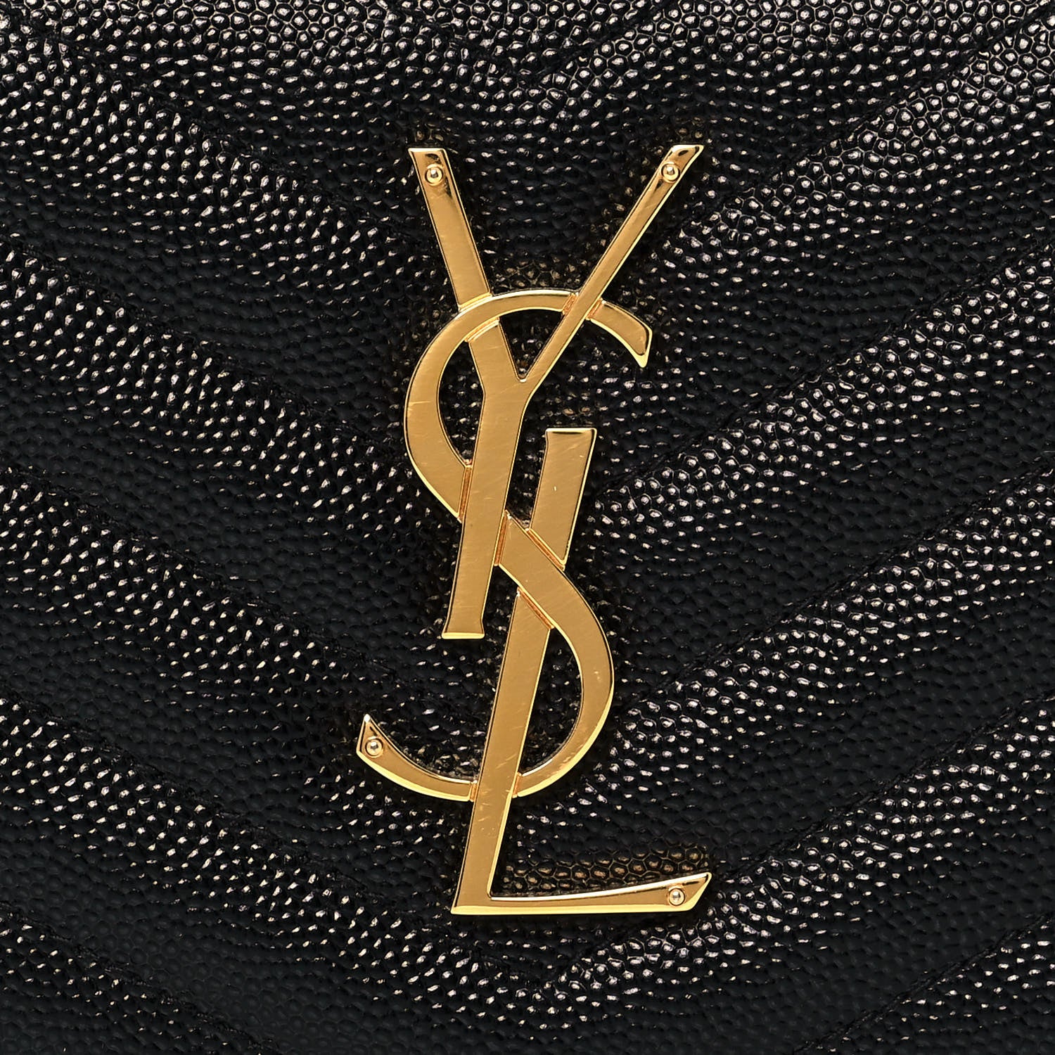 Saint Laurent Grain De Poudre Matelasse Chevron Monogram Zip Around Wallet Black 7 of 12