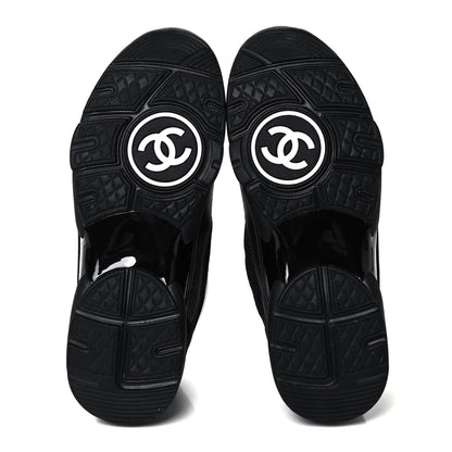 Chanel Mesh Suede Grained Calfskin Womens CC Sneakers 39.5 Black White 5 of 7