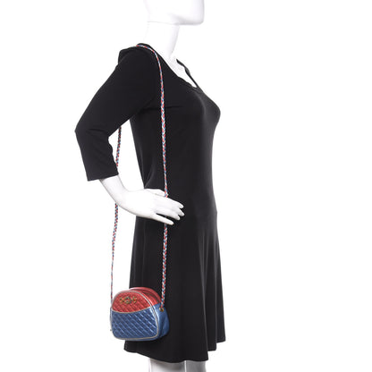 Gucci Laminated Nappa Trapuntata Mini Zumi Dome Shoulder Bag Rosso Marine Argento 2 of 9