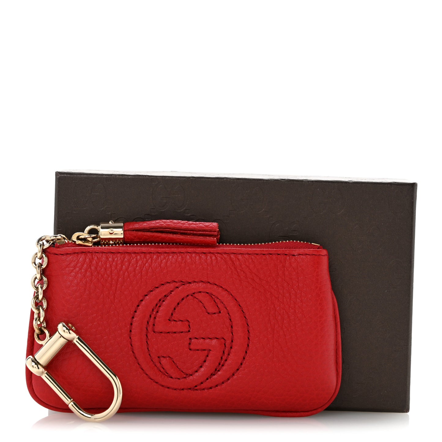 Pebbled Calfskin Soho Key Case Red Red