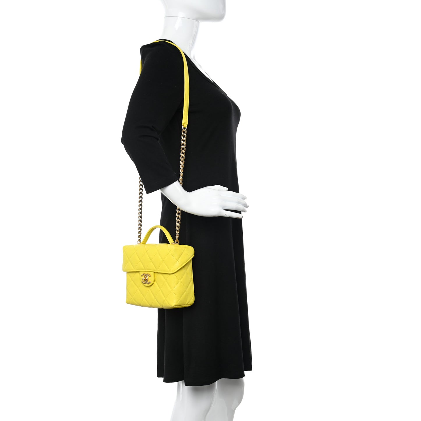 Caviar Quilted Handy Box Vanity Case Yellow