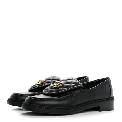 Chanel Lambskin Quilted CC Turnlock Loafers 38 Black 4 of 10