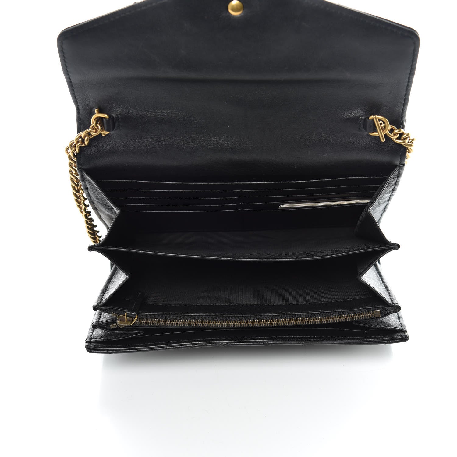 Gucci Calfskin Matelasse GG Marmont Chain Wallet Black 7 of 13