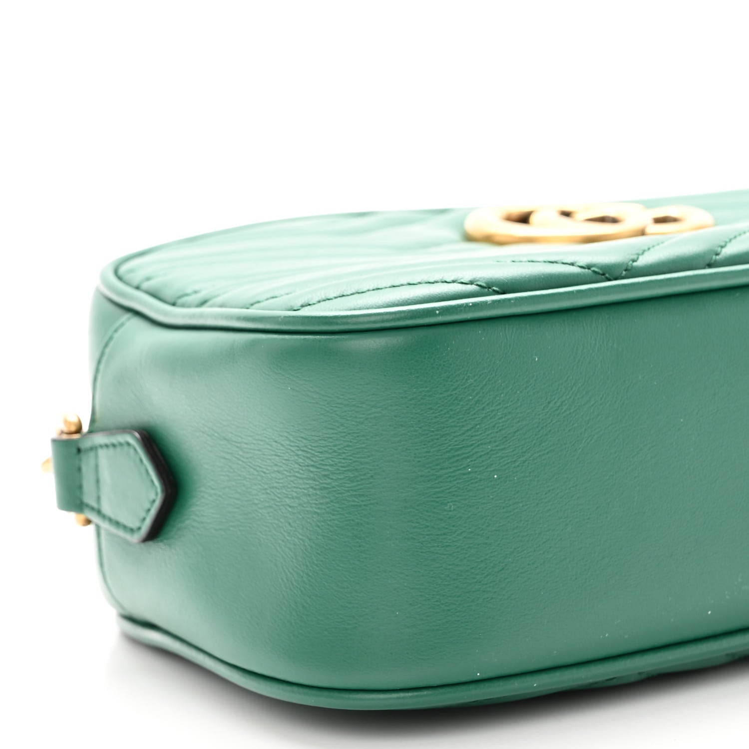 Gucci Calfskin Matelasse Small GG Marmont Chain Shoulder Bag Emerald Green 9 of 10
