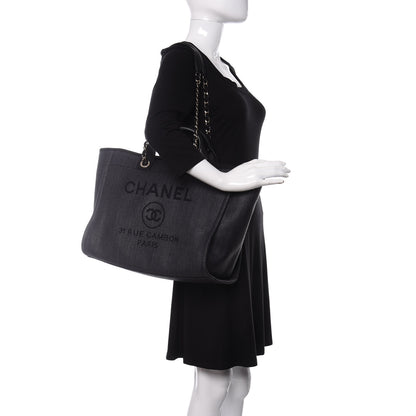 Chanel Mixed Fibers Calfskin Medium Deauville Tote Black 2 of 11