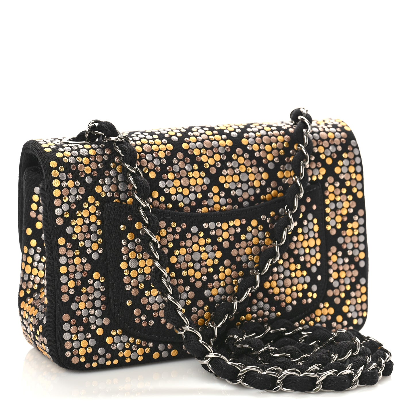 Jersey Embellished Mini Flap Black