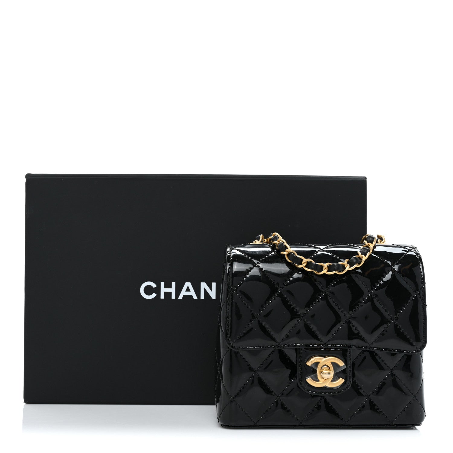 Chanel Patent Calfskin Quilted Mini Square Flap Black 10 of 10