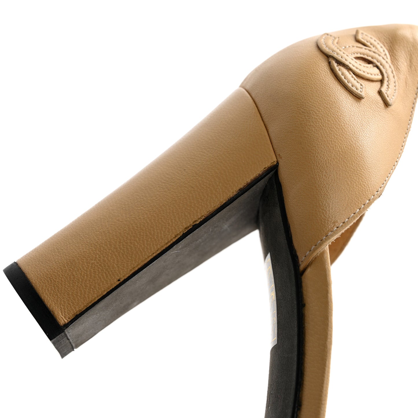 Lambskin Cap Toe CC Pumps 39.5 Beige Black
