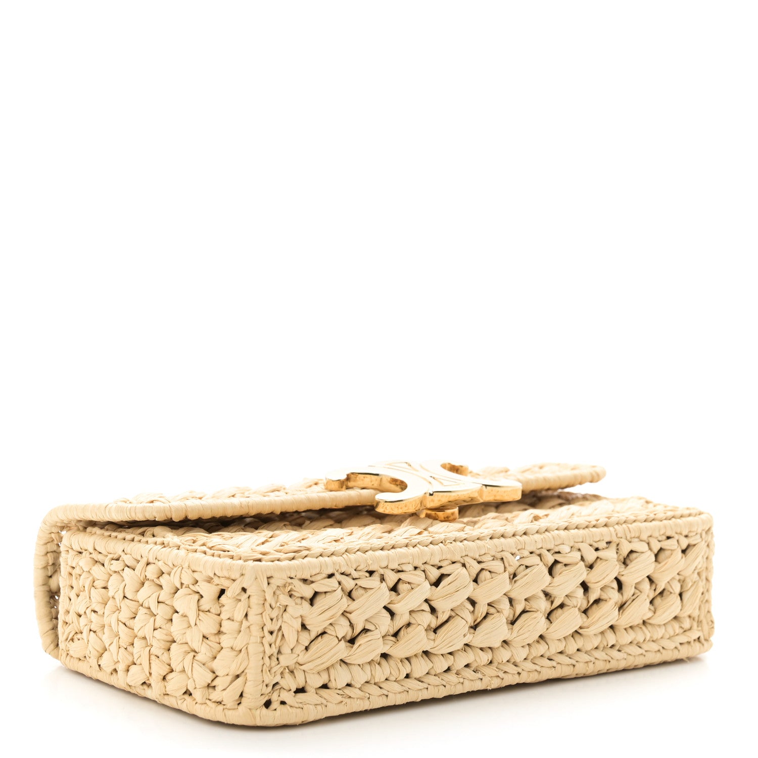 Celine Raffia Effect Claude Chain Shoulder Bag Natural 4 of 10