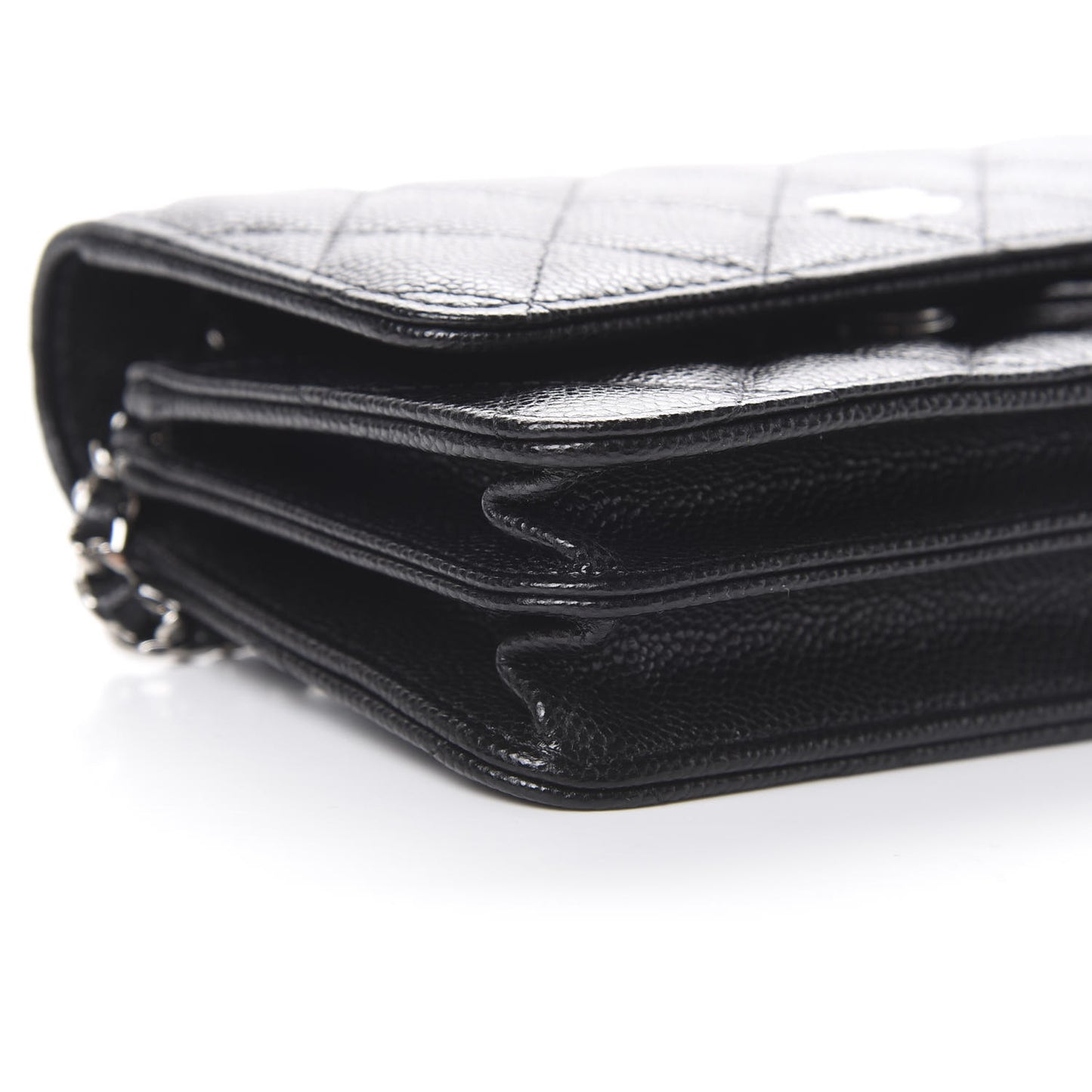 Caviar Quilted Mini Wallet On Chain WOC Black