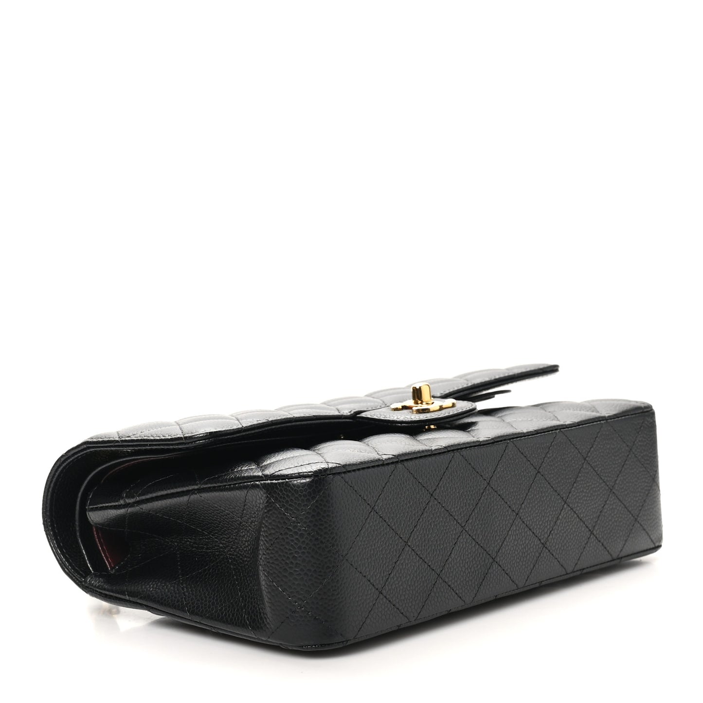 Caviar Quilted Medium Double Flap Black