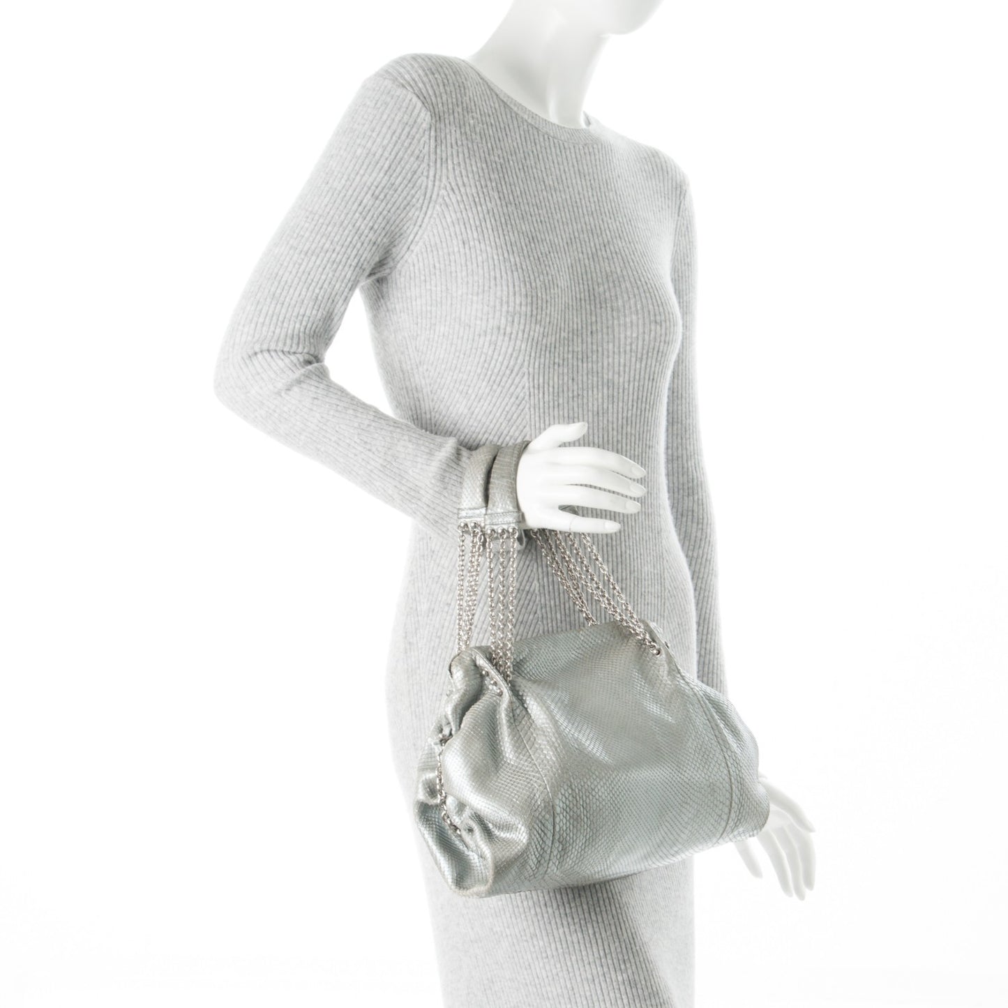 Python Shoulder Bag Silver