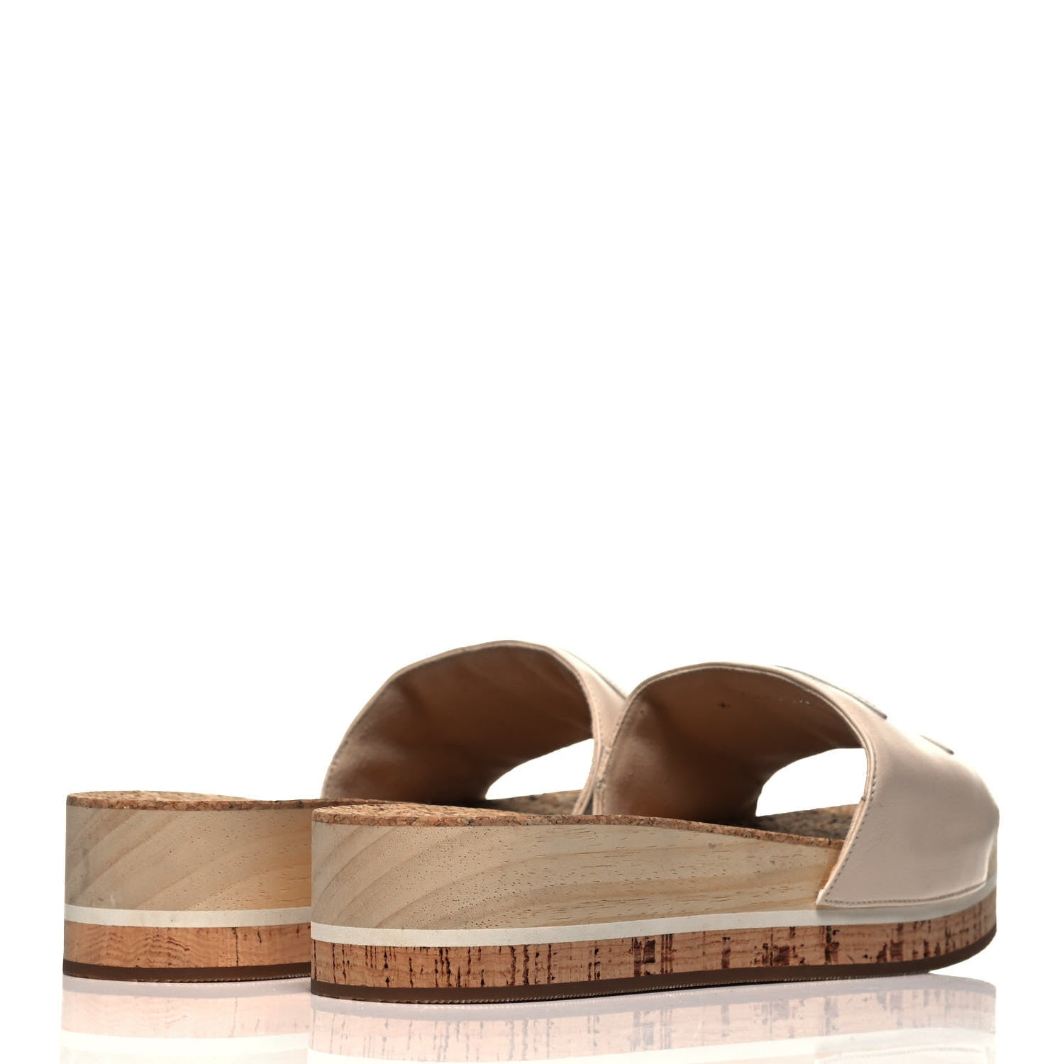 Chanel Patent Calfskin Cork CC Platform Slide Sandals 36 Beige 4 of 8