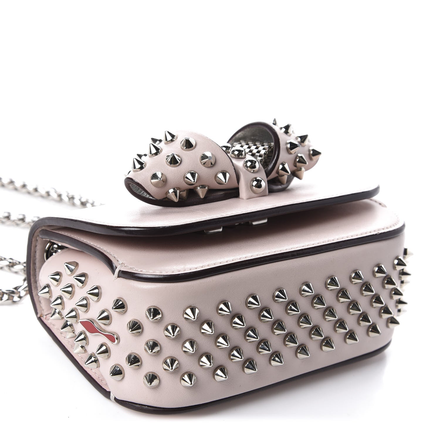 Christian Louboutin Calfskin Spikes Mini Sweety Charity NV Crossbody Bag Ballerina 4 of 9