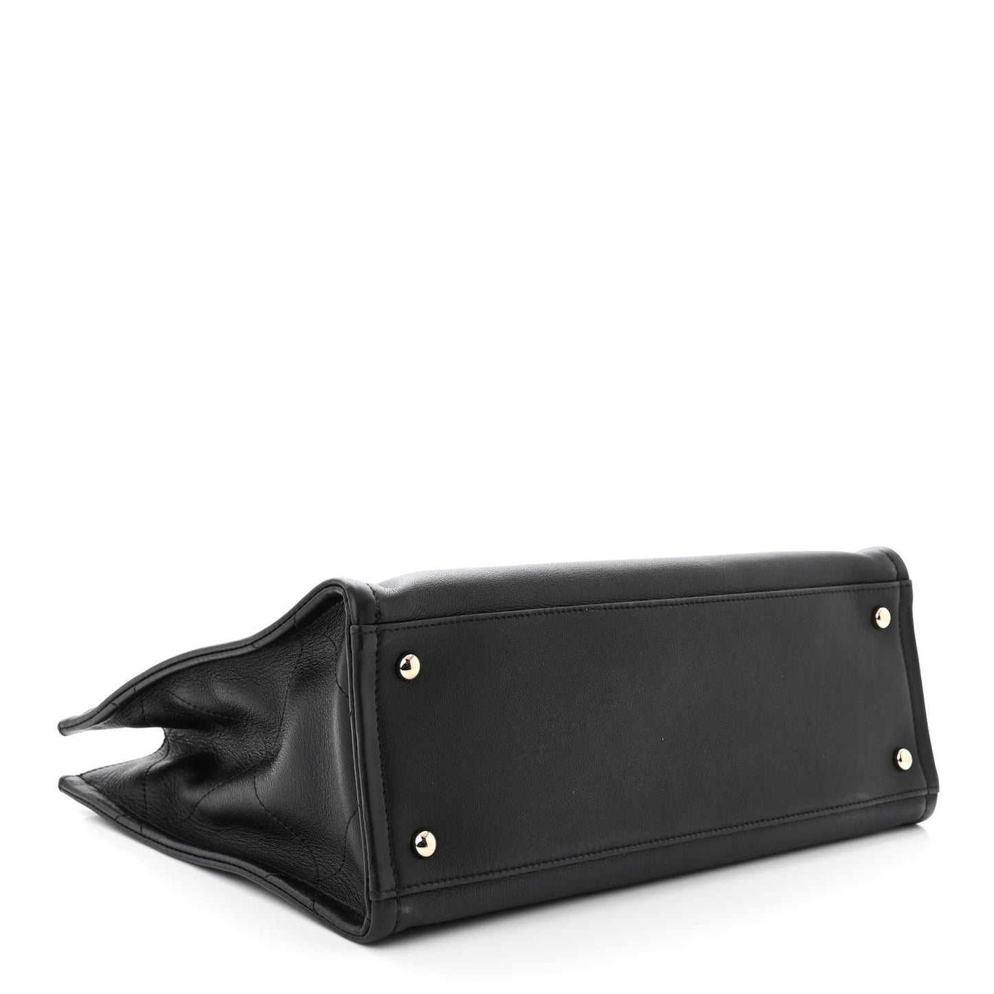 Calfskin CC Zipped Shopping Tote Black