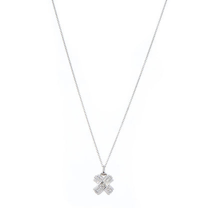 Tiffany 18K White Gold Diamond Signature X Pendant Necklace 1 of 6