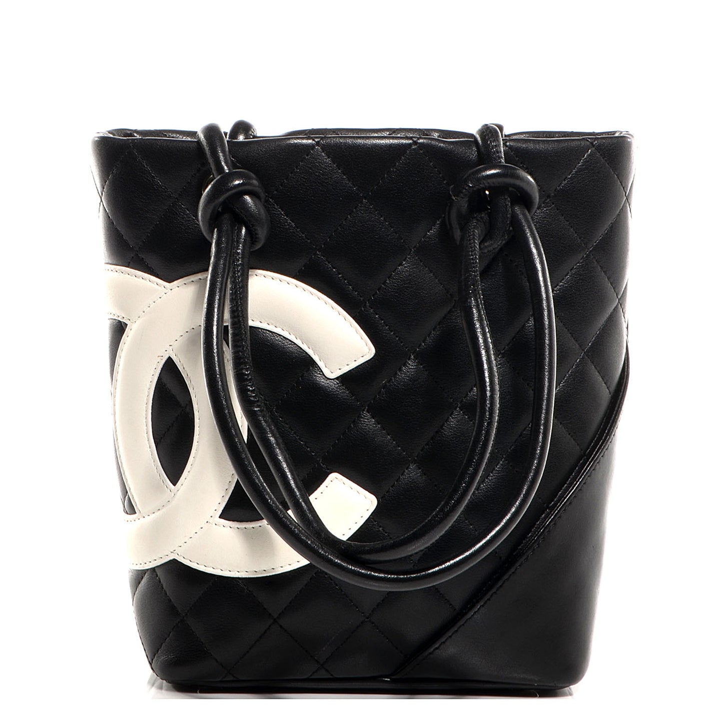 Calfskin Quilted Small Cambon Tote Black White