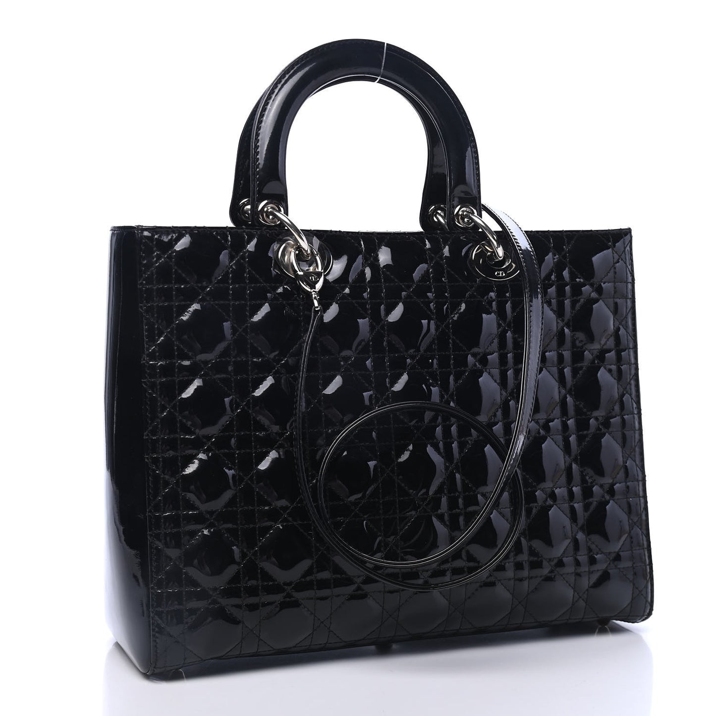 Patent Cannage Large Lady Dior Black