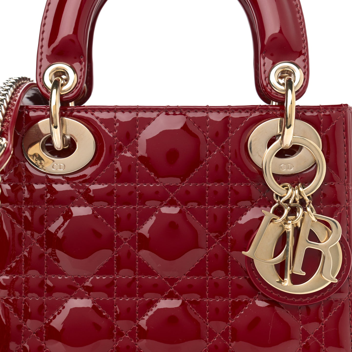 Patent Cannage Mini Lady Dior Red