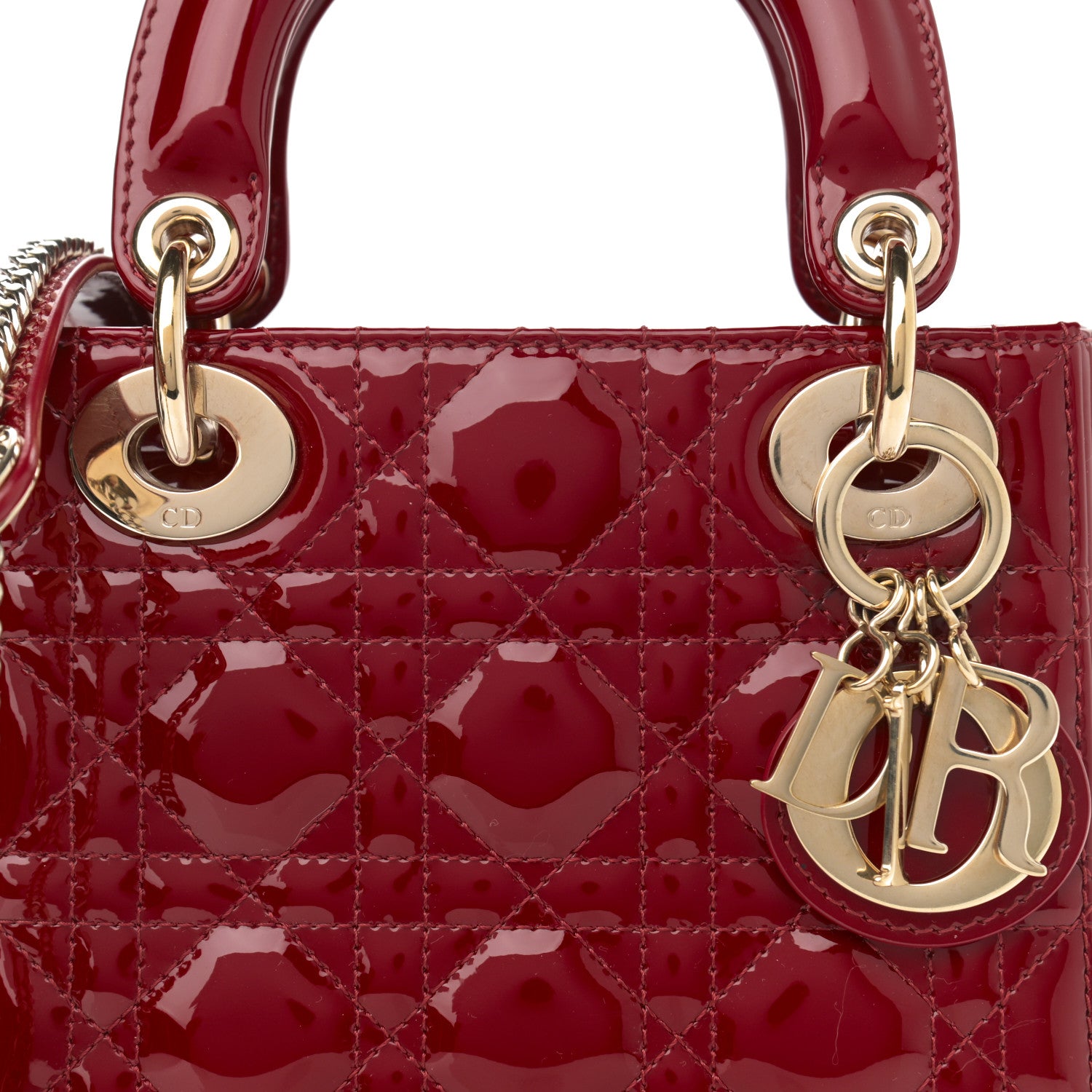 Christian Dior Patent Cannage Mini Lady Dior Red 8 of 10