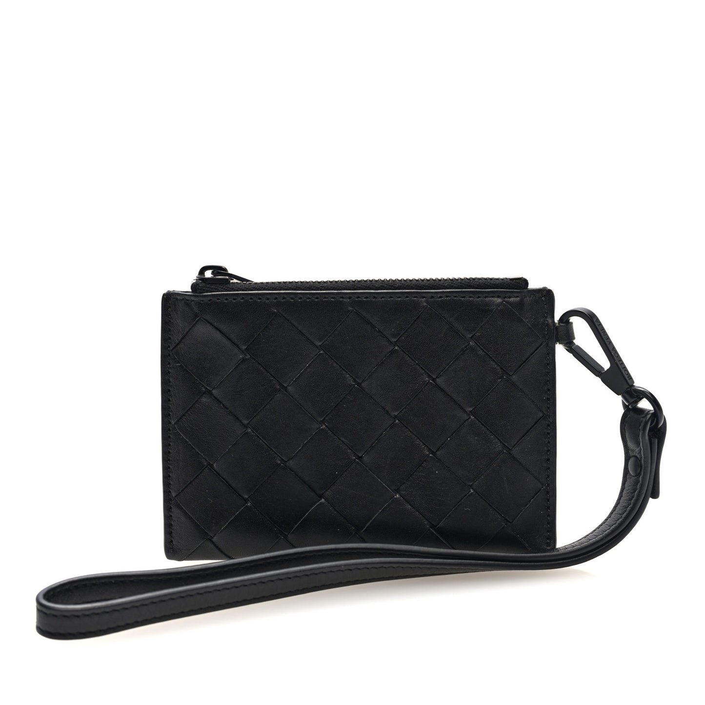 Nappa Intrecciato Wristlet Card Holder Black
