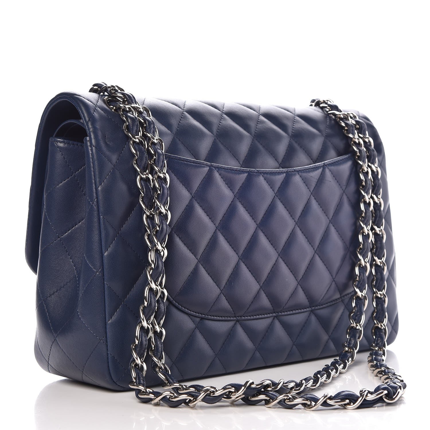 Chanel Lambskin Quilted Jumbo Double Flap Dark Blue 3 of 7