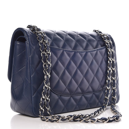 Chanel Lambskin Quilted Jumbo Double Flap Dark Blue 3 of 7