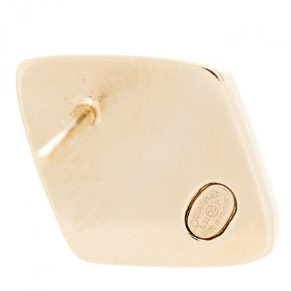 Chanel Crystal Square CC Earrings Gold White 4 of 4