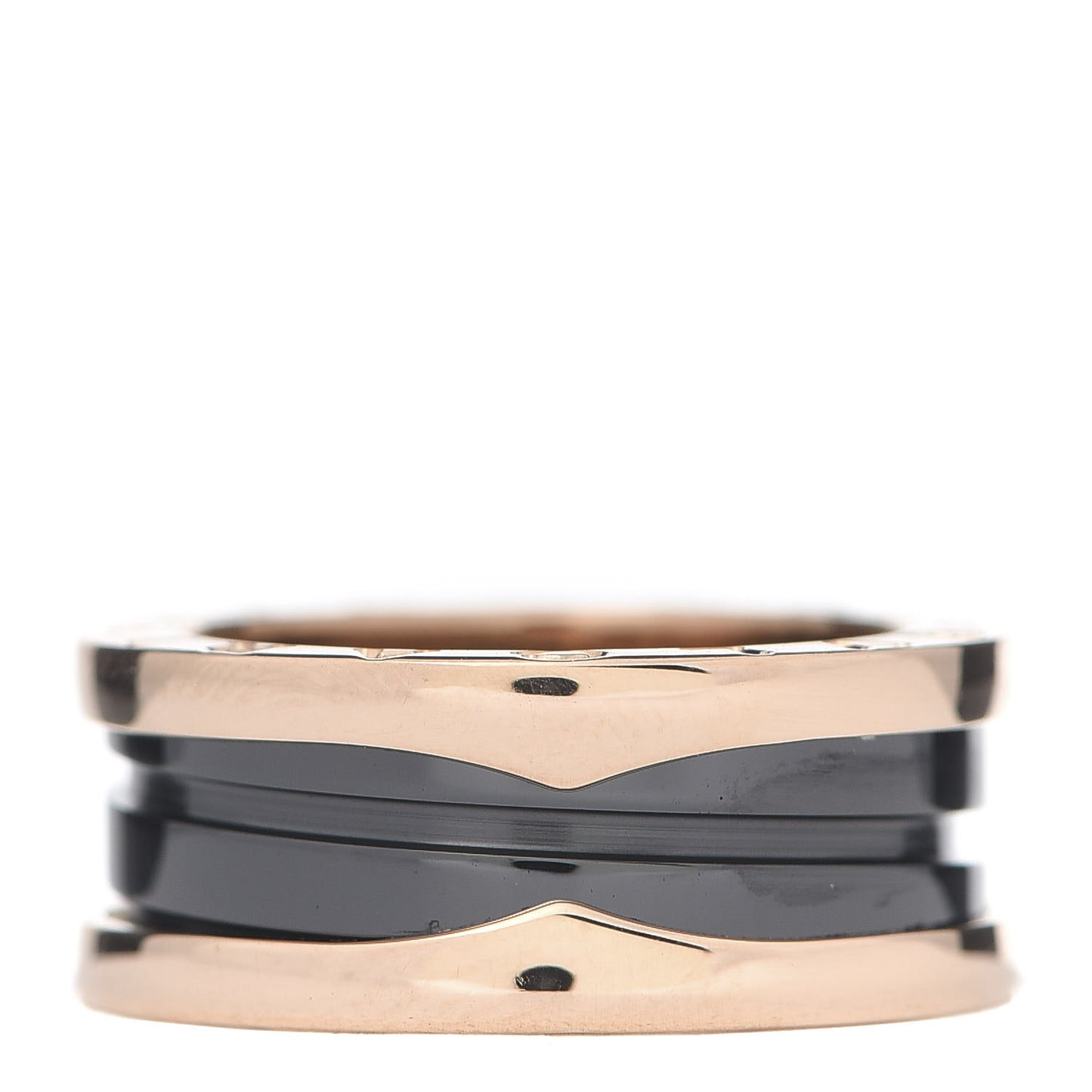 18K Rose Gold Black Ceramic B.Zero1 Two-Band Ring 50 5.25
