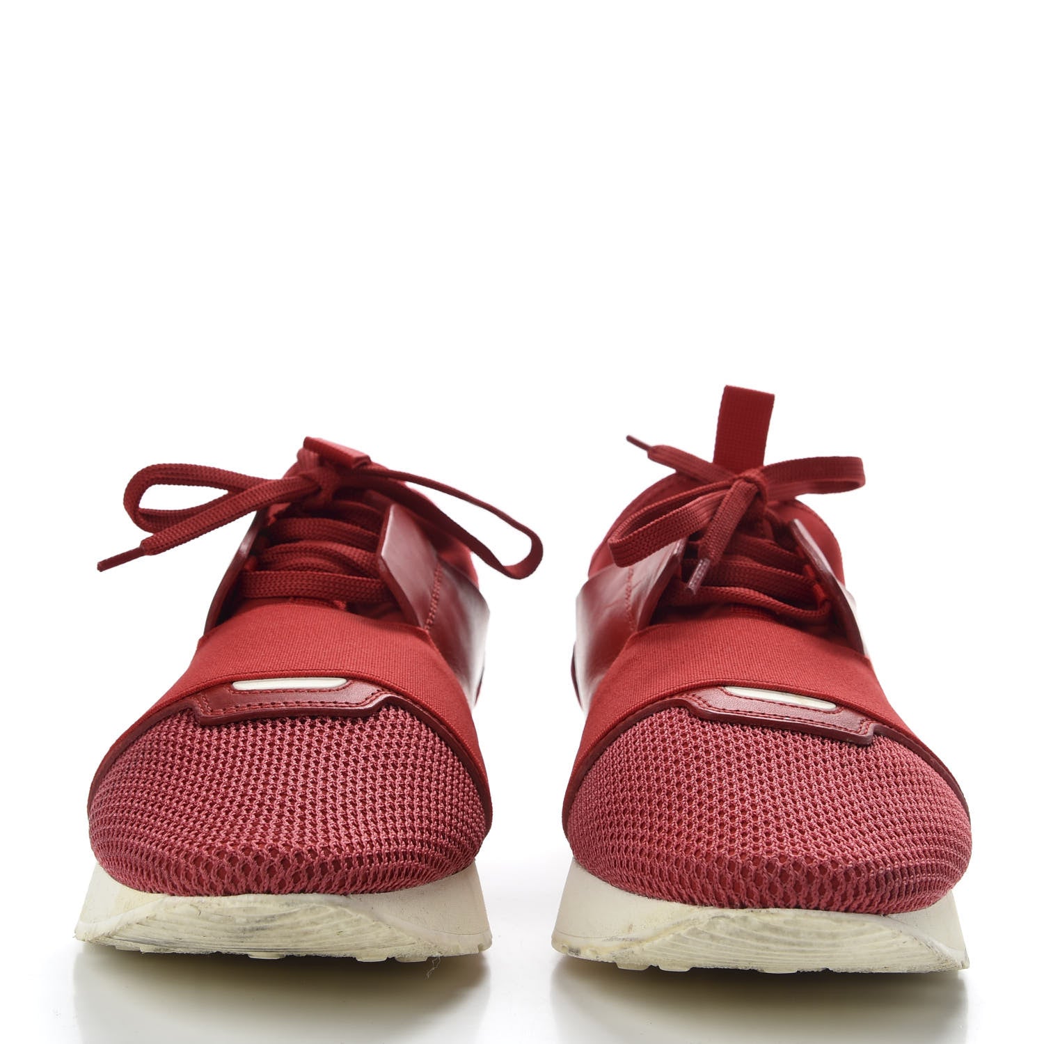 Balenciaga Calfskin Neoprene Mesh Suede Womens Race Runner Sneakers 41 Red 2 of 10
