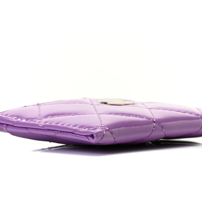 Chanel Patent Quilted Card Holder Purple 8 of 10