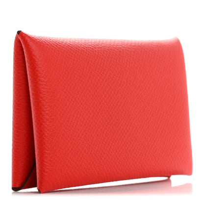Hermes Epsom Calvi Card Case Rouge Piment 3 of 9