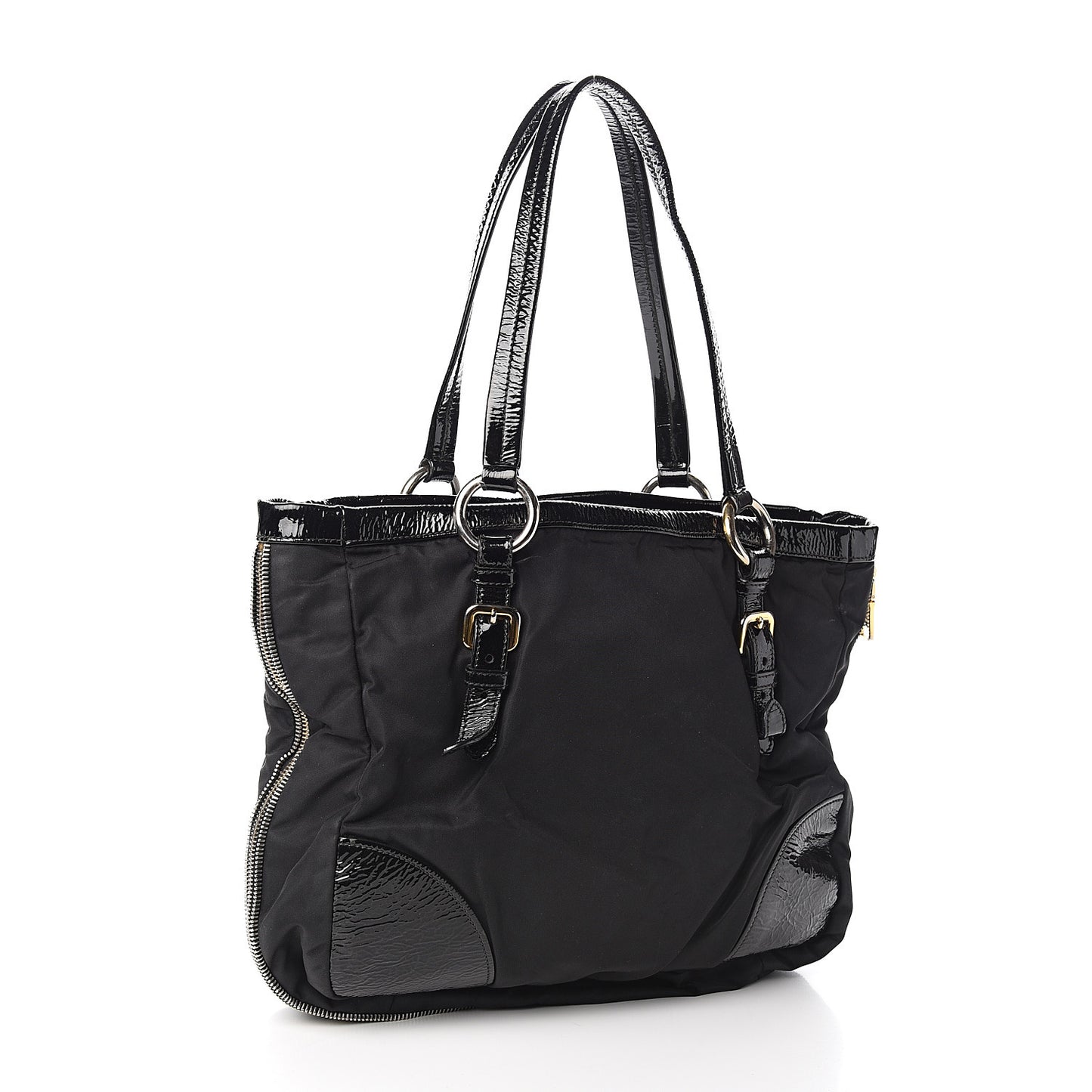 Tessuto Nylon Vernice Tote Black