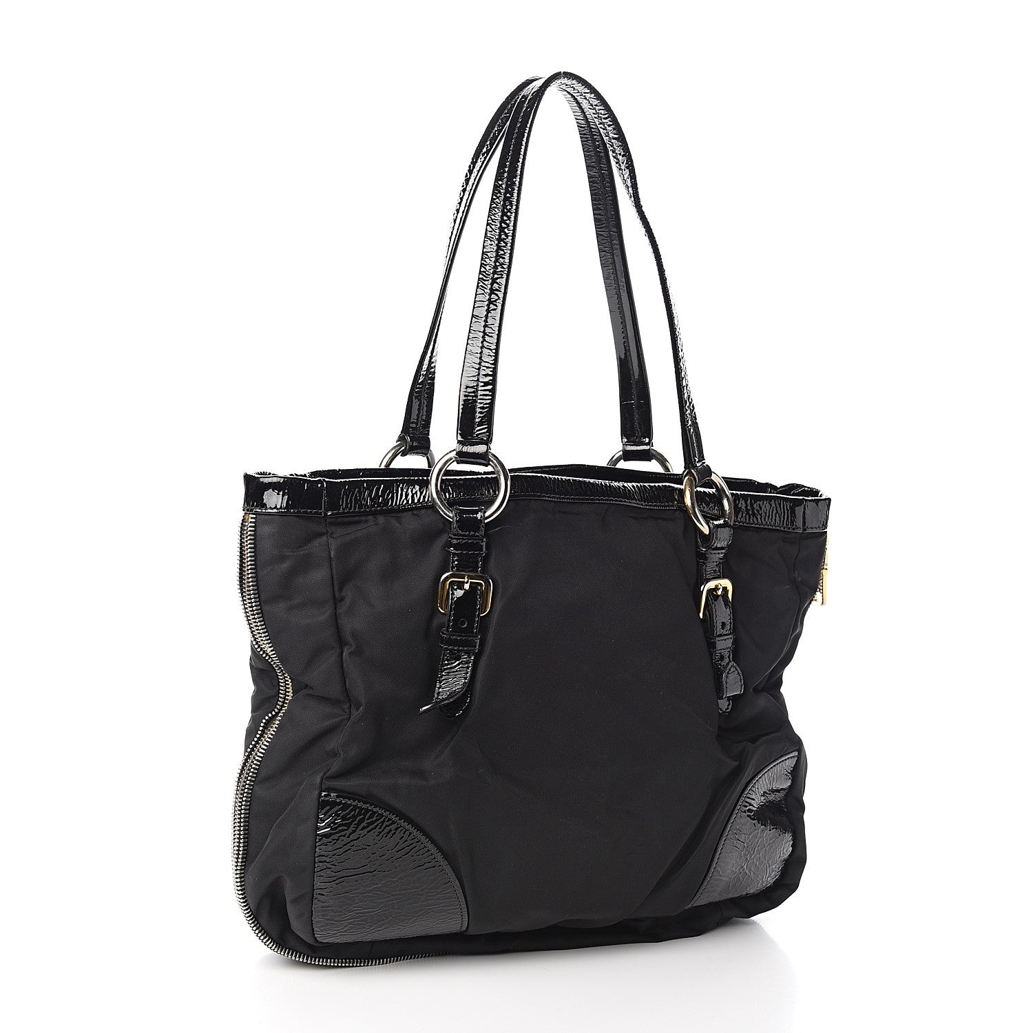 Prada Tessuto Nylon Vernice Tote Black 2 of 10