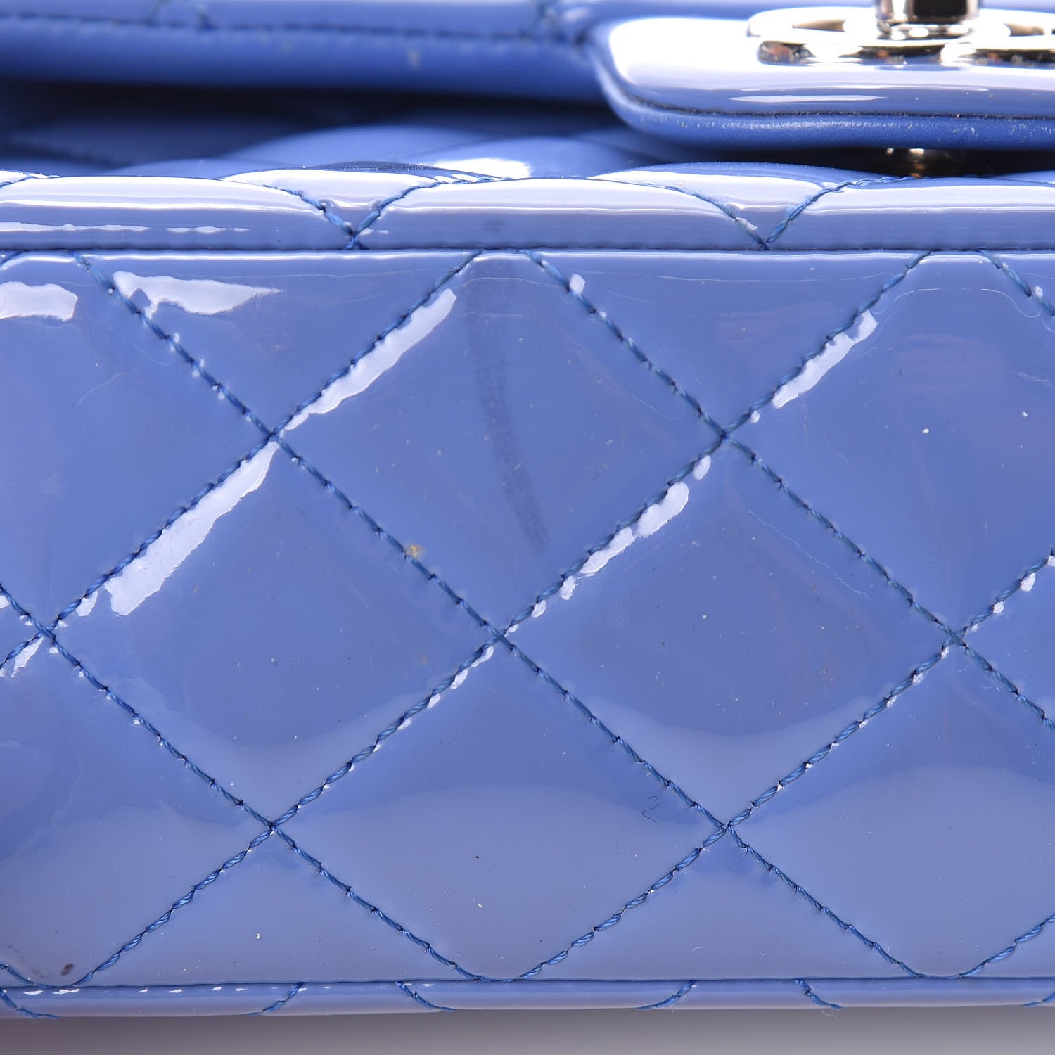 Chanel Patent Calfskin Quilted Mini Rectangular Flap Blue 14 of 14